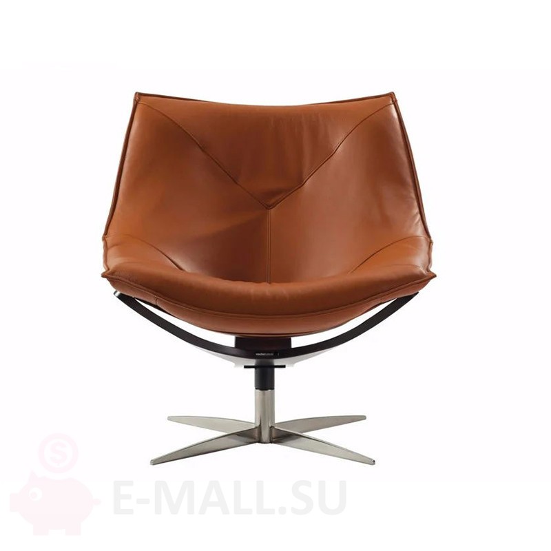Кожаное кресло в стиле Dolphin armchair by ROCHE BOBOIS design Cédric Ragot, коричневый