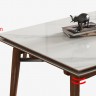 Обеденный стол трансформер из цельного дерева с керамической столешницей 130*80*78 см