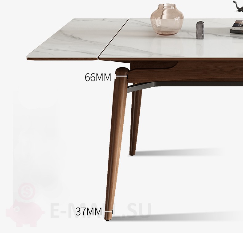 Обеденный стол трансформер из цельного дерева с керамической столешницей 130*80*78 см