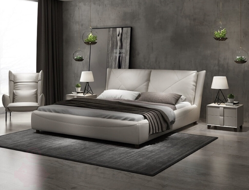 Кровать кожаная современная в итальянском стиле