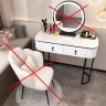 Современный туалетный столик с зеркалом, без тумбы, с черной отделкой