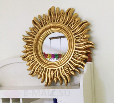 Декоративное зеркало в раме в виде солнца, 62x62 см цвет античное золото