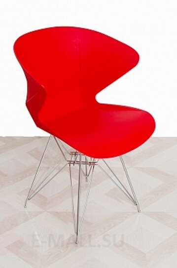 Пластиковые стулья DSW DEEP FULL, дизайн Чарльза и Рэй Эймс Eames, ножки хром, красный
